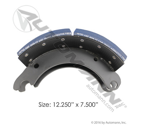 Automann 143.467080.50 Lined Brake Shoe 12.250in x 7.500in 20K LBS
