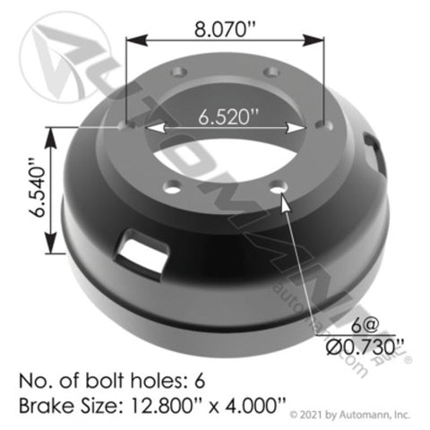 Automann 151.3400BA Brake Drum 325MM X 100MM