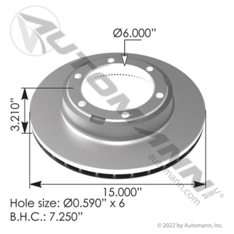 Automann 153.116176D Hydraulic Disc Rotor 15.000in