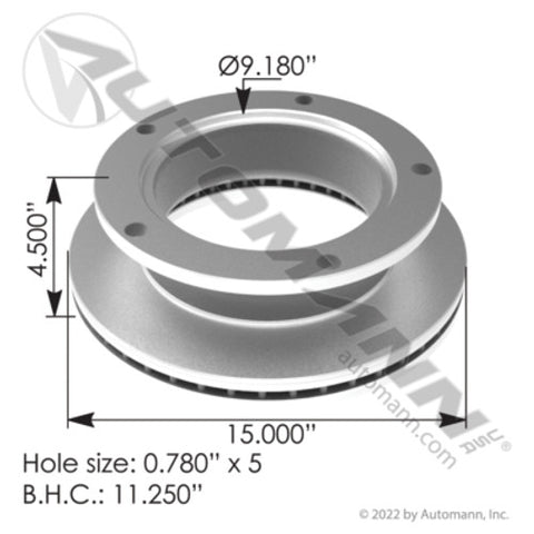 Automann 153.122920 Hydraulic Disc Rotor 15.000in