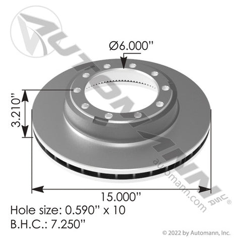 Automann 153.123550 Hydraulic Disc Rotor 15.000in