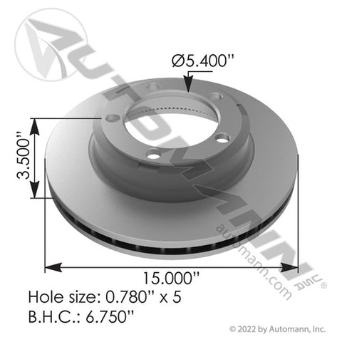 Automann 153.123573 Hydraulic Disc Rotor 15.000in