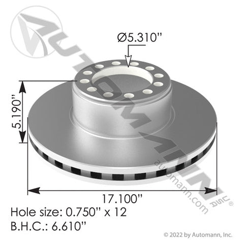 Automann 153.126014 Air Disc Rotor 17.100in