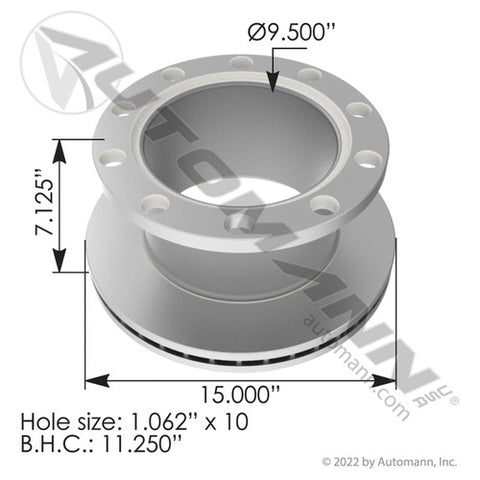 Automann 153.126178A Hydraulic Disc Rotor 15.000in