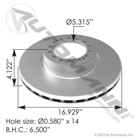 Automann 153.134497 Air Disc Rotor 16.929in