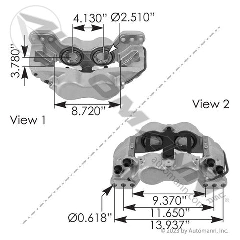 Automann 158.10478 Disc Brake Caliper 70mm Quadraulic RH