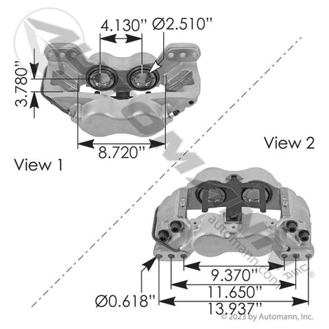 Automann 158.10479 Disc Brake Caliper 70mm Quadraulic LH