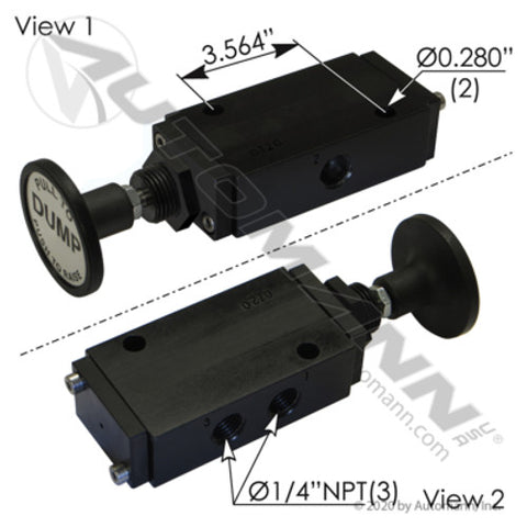 Automann 170.1186103 Push Pull Valve 3 Way w/Gauge Port