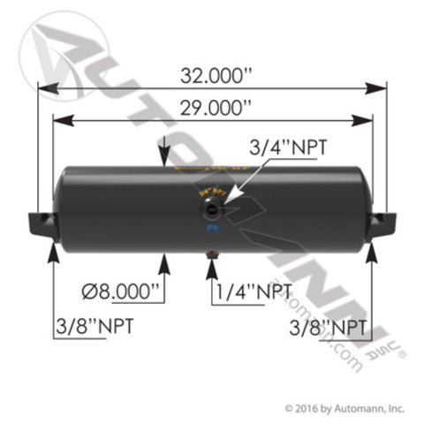 Automann 172.2000 Air Tank 1425 Cubic in Vol 8.000in Dia