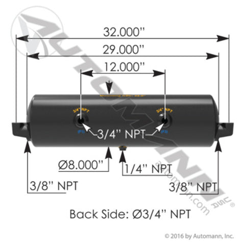 Automann 172.2000D Air Tank 1425 Cubic in Vol 8.000in Dia