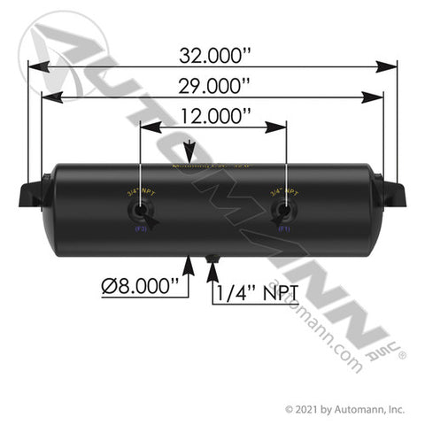 Automann 172.2000DH Air Tank 1425 Cubic in Vol 8.000in Dia
