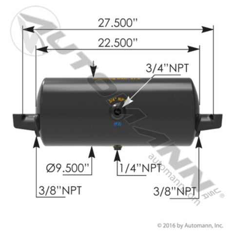 Automann 172.2001 Air Tank 1488 Cubic in Vol 9.500in Dia