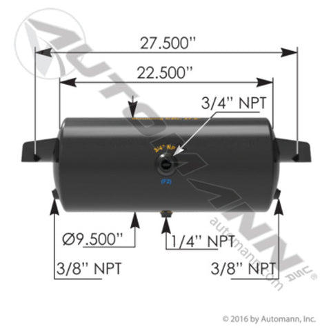 Automann 172.2001H Air Tank 1488 Cubic in Vol 9.500in Dia