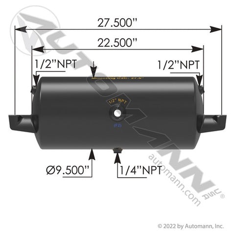Automann 172.2001L Air Tank 1488 Cubic in Vol 9.500in Dia