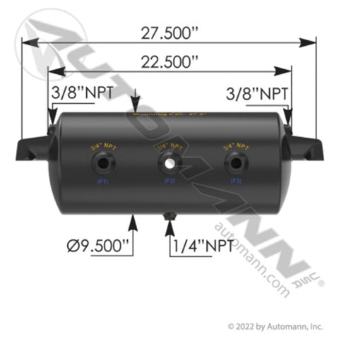 Automann 172.2001U Air Tank 1488 Cubic in Vol 9.500in Dia