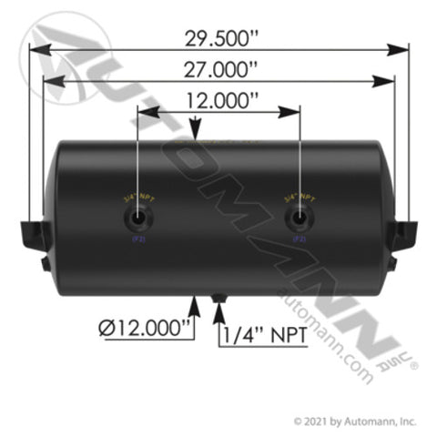 Automann 172.2002D Air Tank 2850 Cubic in Vol 12.000in Dia