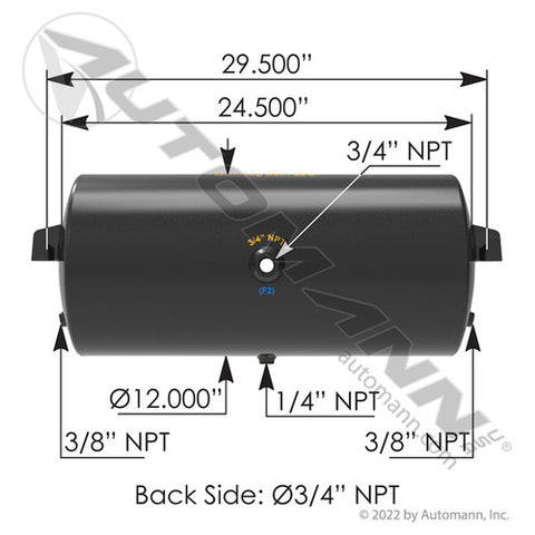 Automann 172.2008 Air Tank 2735 Cubic in Vol 12.000in Dia