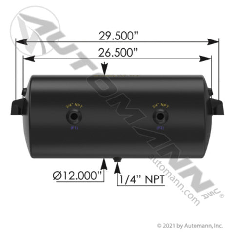 Automann 172.2034 Air Tank 2850 Cubic in Vol 12.000in Dia