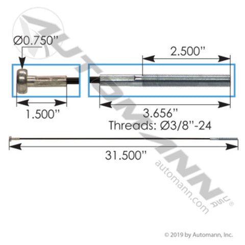 Automann 172.55313MC Cable Air Tank Mounting 31.3in IHC