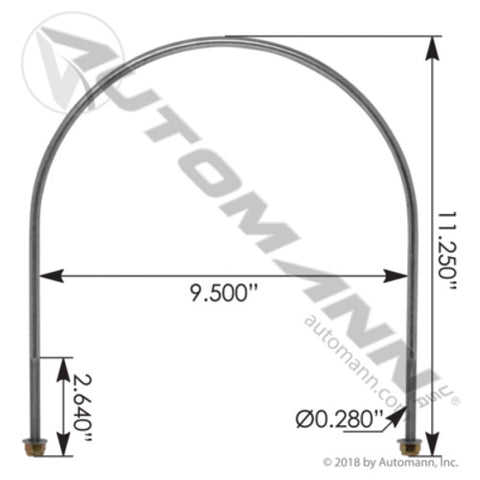 Automann 172.7509SS U Bolt Air Tank Kenworth/Peterbilt