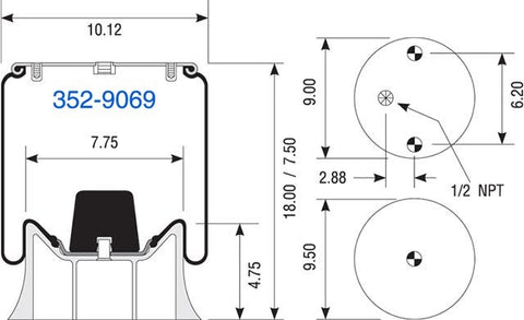 Dayton Parts 352-9069 Air Spring - Rolling Lobe