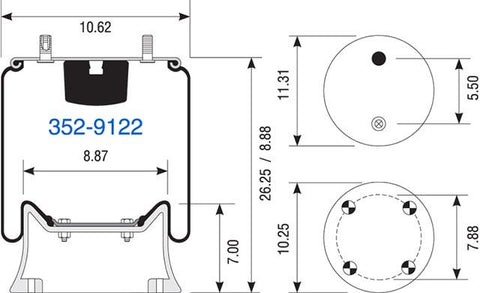 Dayton Parts 352-9122 Air Spring - Rolling Lobe