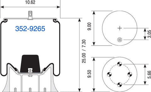 Dayton Parts 352-9265 Air Spring - Rolling Lobe