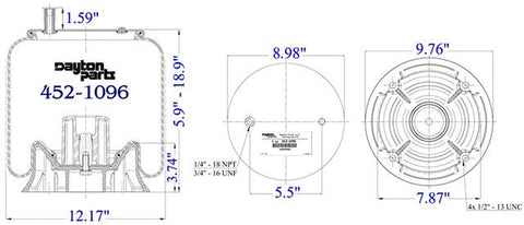 Dayton Parts 452-1096 Air Spring - Rolling Lobe