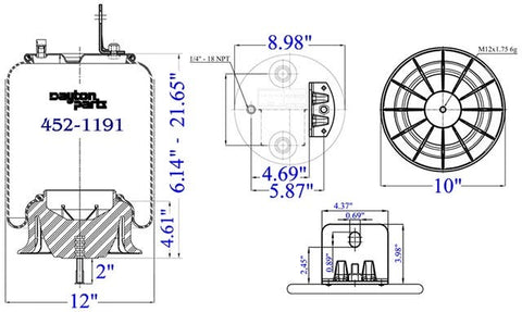 Dayton Parts 452-1191 Air Spring - Rolling Lobe