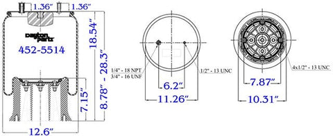 Dayton Parts 452-5514 Air Spring - Rolling Lobe