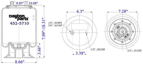 Dayton Parts 452-5710 Air Spring - Rolling Lobe