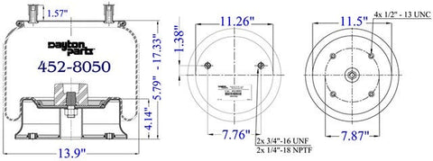 Dayton Parts 452-8050L Air Spring