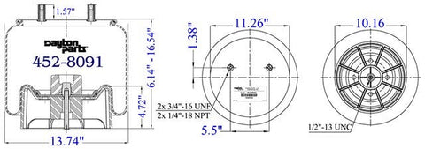 Dayton Parts 452-8091L Air Spring