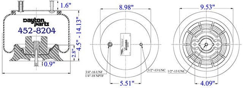 Dayton Parts 452-8204L Air Spring