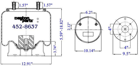 Dayton Parts 452-8637 Air Spring - Rolling Lobe