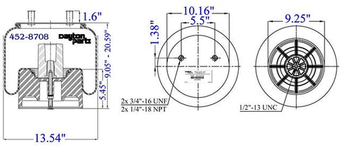 Dayton Parts 452-8708 Air Spring - Rolling Lobe