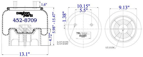 Dayton Parts 452-8709 Air Spring - Rolling Lobe