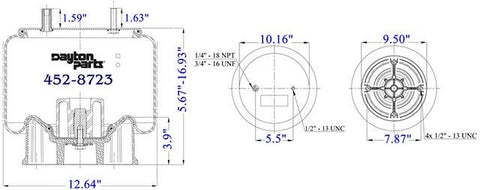 Dayton Parts 452-8723 Air Spring - Rolling Lobe