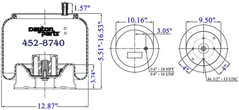 Dayton Parts 452-8740 Air Spring - Rolling Lobe