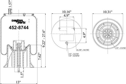 Dayton Parts 452-8744L Air Spring