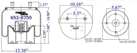 Dayton Parts 452-8755 Air Spring - Rolling Lobe