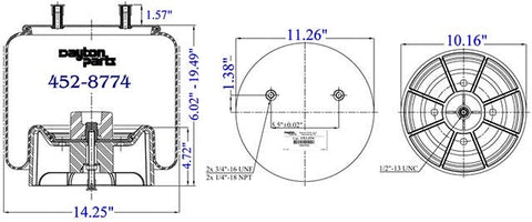 Dayton Parts 452-8774 Air Spring - Rolling Lobe