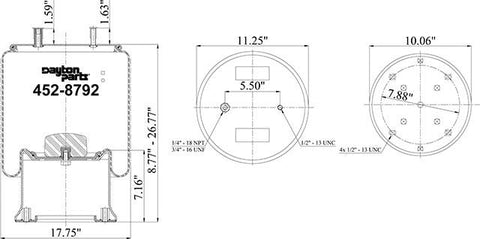 Dayton Parts 452-8792 Air Spring - Rolling Lobe