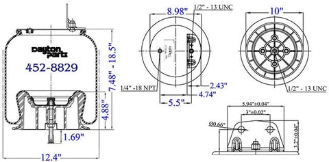 Dayton Parts 452-8829L Air Spring