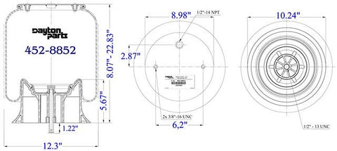 Dayton Parts 452-8852 Air Spring - Rolling Lobe