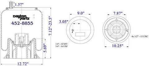 Dayton Parts 452-8855 Air Spring - Rolling Lobe