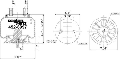 Dayton Parts 452-8997 Air Spring - Rolling Lobe
