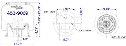 Dayton Parts 452-9069 Air Spring - Rolling Lobe