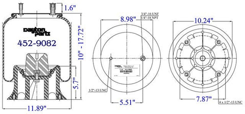 Dayton Parts 452-9082 Air Spring - Rolling Lobe