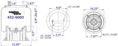 Dayton Parts 452-9083L Air Spring